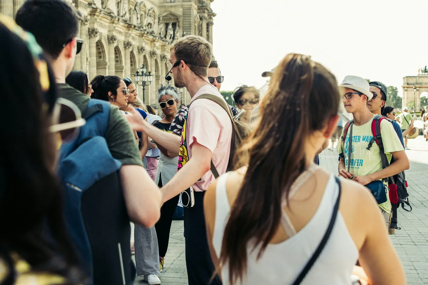 Travelers on tour in a scenic location